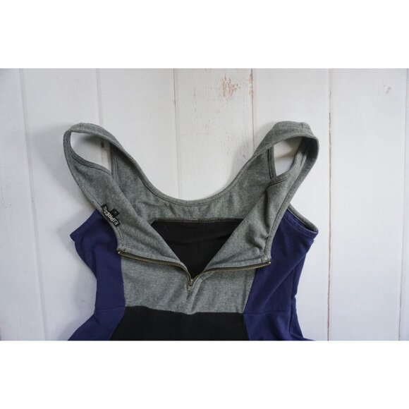 Express Colorblock Black/Blue/Gray Fit & Flare Dress - Size L - Picture 7 of 7